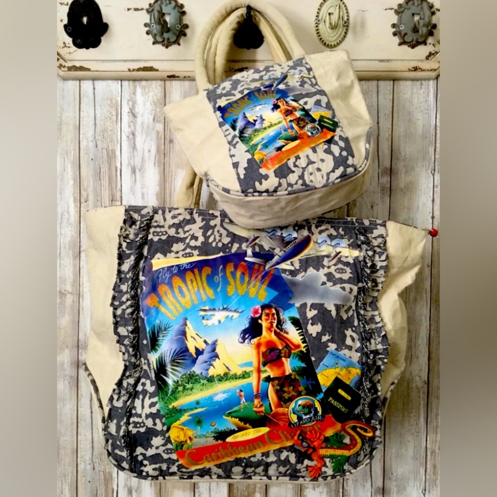 Beach Bag Caribbean Soul Embellished Tote Bag & Matching Handbag NEW